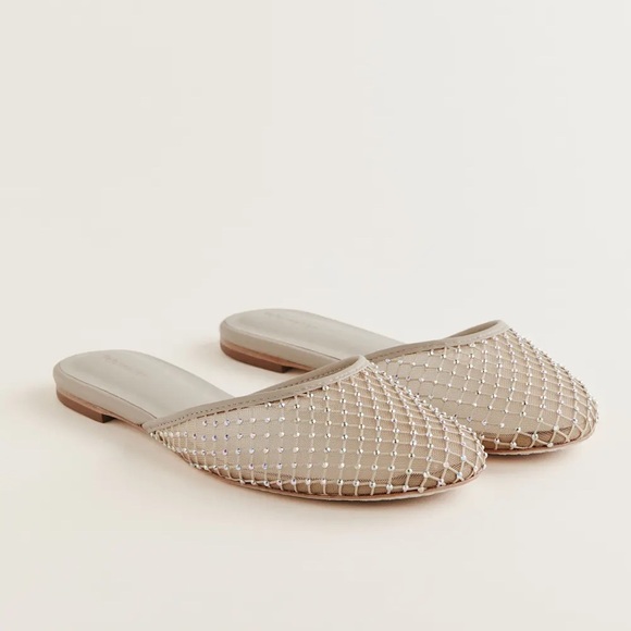 Reformation Melly Flat Mesh Jelly Mule in Fawn Rhinestone Mesh Size 8 / 7.5 - Picture 3 of 16